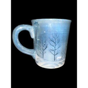 Vintage Atico High Gloss Metallic Snowy Christmas Scene Large Mug Slight Crazing